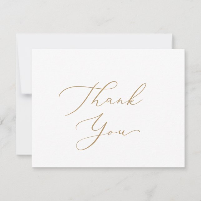 Delicate Gold Calligraphy Thank You Card (Front)