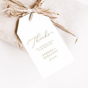 Delicate Gold Calligraphy Thank You Favour Gift Tags
