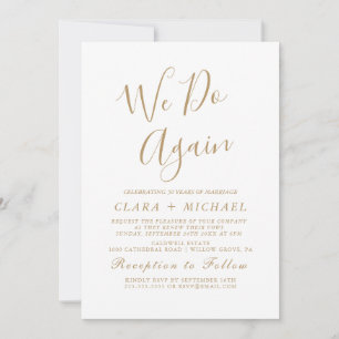 Delicate Gold Calligraphy "We Do Again" Vow Renewa Invitation