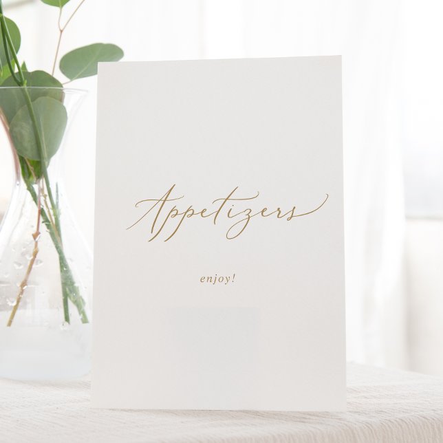 Delicate Gold Calligraphy Wedding Appetizers Pedestal Sign (Creator Uploaded)