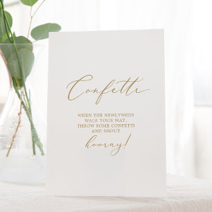 Delicate Gold Calligraphy Wedding Confetti Toss Pedestal Sign