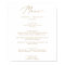 Delicate Gold Calligraphy Wedding Dinner Menu