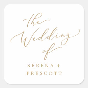 Delicate Gold Calligraphy Wedding Envelope Seals