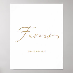 Delicate Gold Calligraphy Wedding Favours Sign