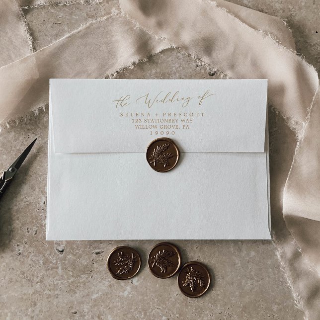 Delicate Gold Calligraphy Wedding Invitation Envelope (Creator Uploaded)