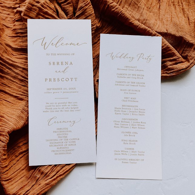 Delicate Gold Calligraphy Wedding Party Program Programme (Creator Uploaded)
