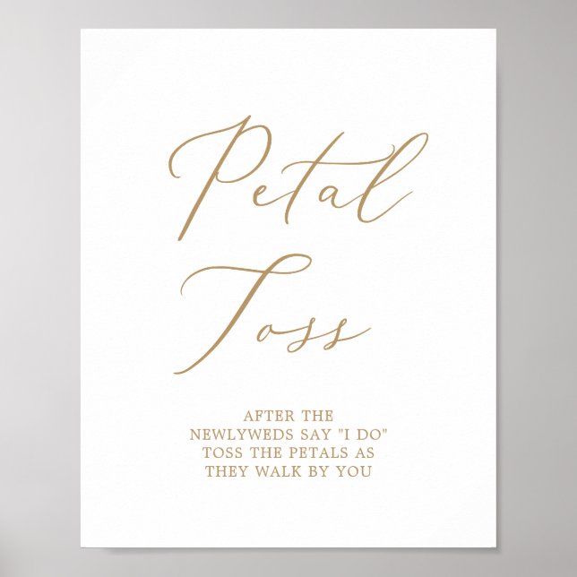 Delicate Gold Calligraphy Wedding Petal Toss Poster (Front)