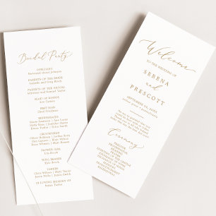 Delicate Gold Calligraphy Wedding Program Programme