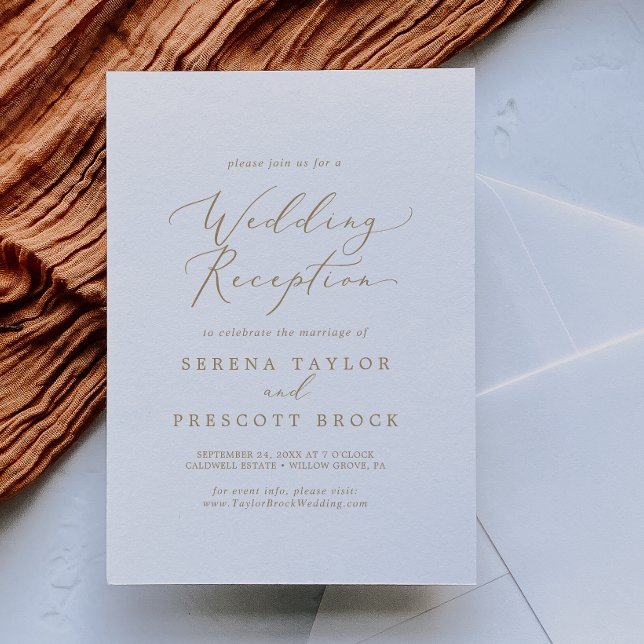 Delicate Gold Calligraphy Wedding Reception Invitation (Creator Uploaded)