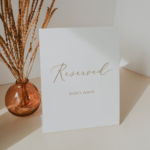 Delicate Gold Calligraphy Wedding Reserved Pedestal Sign