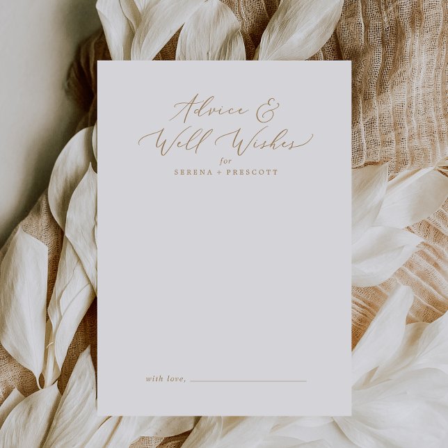 Delicate Gold Calligraphy Wedding Well Wishes and Advice Card (Creator Uploaded)
