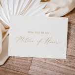Delicate Gold Cream Matron of Honour Proposal Card<br><div class="desc">This delicate gold cream matron of honour proposal card is perfect for a modern wedding. The romantic minimalist design features lovely and elegant champagne golden yellow typography on an ivory cream background with a clean and simple look. Customise the card with the name of the bride and the matron of...</div>