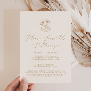 Delicate Gold Cream Wedding Leave Us A Message Invitation