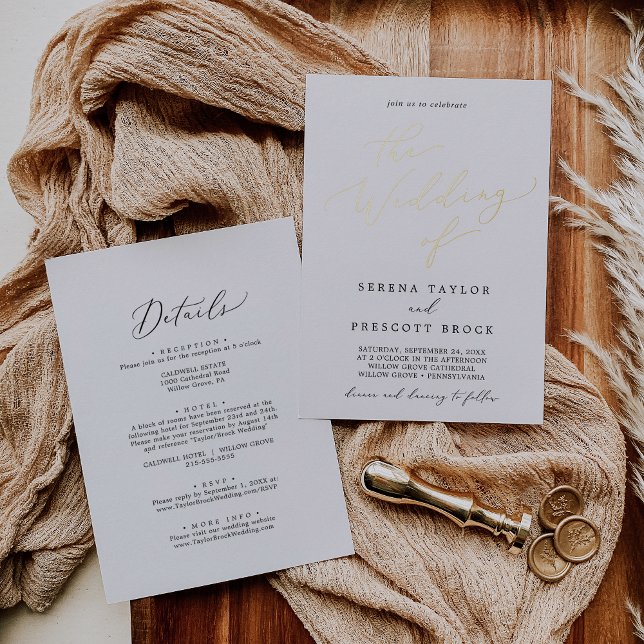 Delicate Gold Foil and Black Front Back Wedding (Creator Uploaded)