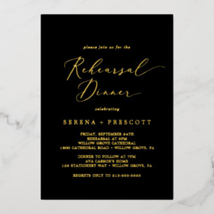 Delicate Gold Foil Black Rehearsal Dinner