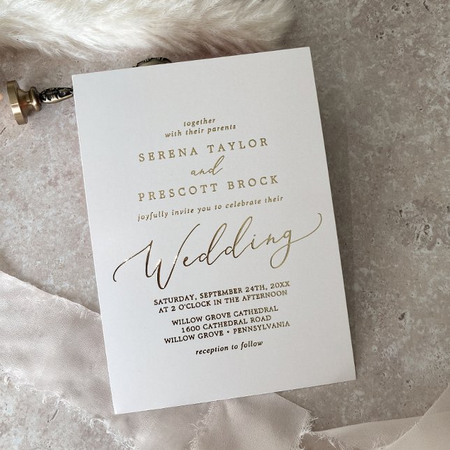 Delicate Gold Foil Calligraphy | Ivory Wedding (Creator Uploaded)