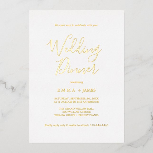 Delicate Gold Foil | Calligraphy Wedding Dinner  (Front)