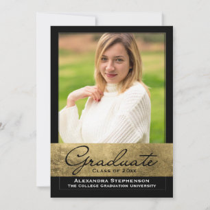 Delicate Gold Foil Cutout Effect Photo Graduation Invitation