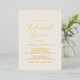 Delicate Gold Foil Ivory Rehearsal Dinner