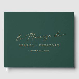 Delicate Gold Green Monogram Back Le Mariage De Guest Book