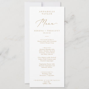 Delicate Gold Guest Name Wedding Menu Invitation