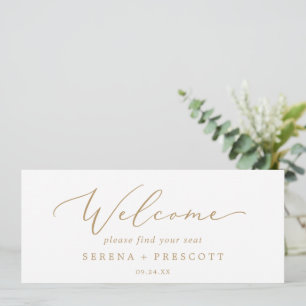 Delicate Gold Hanging Seating Chart Welcome Header