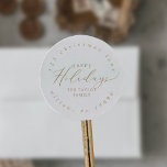 Delicate Gold Holiday Circular Return Address Classic Round Sticker<br><div class="desc">These delicate gold happy circular return address stickers are perfect for a modern holiday card or invitation envelope. The romantic minimalist design features lovely and elegant champagne golden yellow typography on a white background with a clean and simple look.</div>