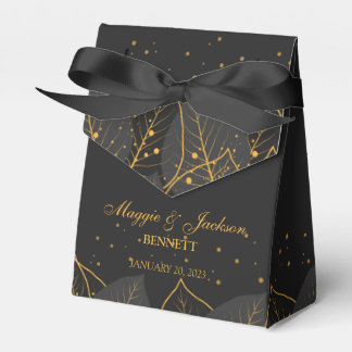 Delicate Gold Leaves Favour Box