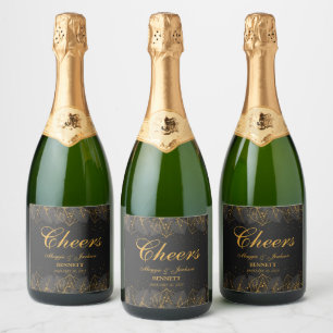 Delicate Gold Leaves Sparkling Wine Label