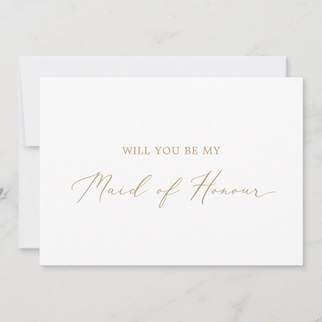 Delicate Gold Maid of Honour Proposal Card (Front)