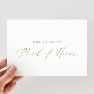 Delicate Gold Maid of Honour Proposal Card