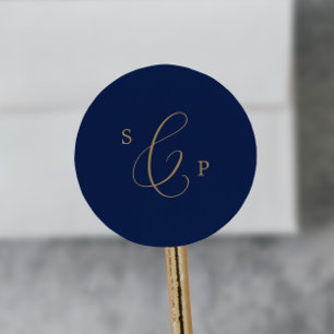 Delicate Gold Navy Monogram Wedding Envelope Seals