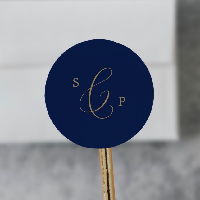 Delicate Gold Navy Monogram Wedding Envelope Seals (Creator Uploaded)