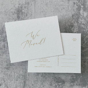 Delicate Gold New Home We've Moved Moving Announcement Postcard