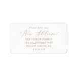 Delicate Gold Please Note Our New Address Label<br><div class="desc">These delicate gold please note our new address labels are perfect for a modern holiday card or moving announcement envelope. The romantic minimalist design features lovely and elegant champagne golden yellow typography on a white background with a clean and simple look.</div>