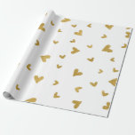 Delicate Gold Sepia Hearts Confetti White Wedding Wrapping Paper<br><div class="desc">Sweet delicate love.
For wedding bridal shower Valentine Day,  birthdays etc</div>