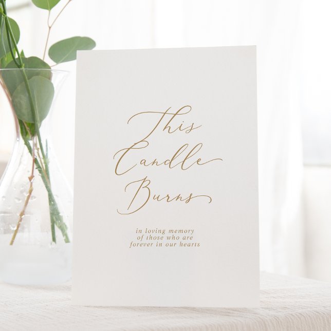 Delicate Gold This Candle Burns Wedding Memorial Pedestal Sign (Creator Uploaded)