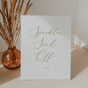 Delicate Gold Wedding Sparkler Send Off Pedestal Sign