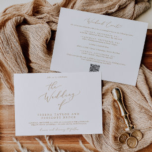 Delicate Gold Weekend Events Horizontal Wedding Invitation