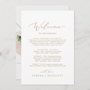 Delicate Gold Welcome Letter Itinerary & Map