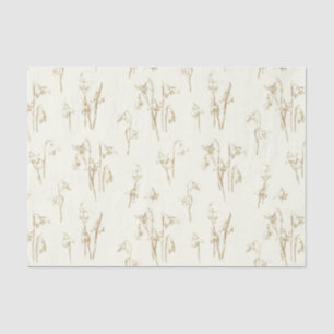 Delicate Golden Beige Snowdrops Wildflowers Tissue Paper