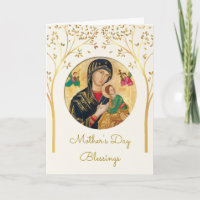 Delicate Golden Trees Orthodox Mother's Day Card