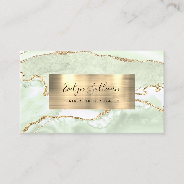 delicate green Agate Business Card (Front)