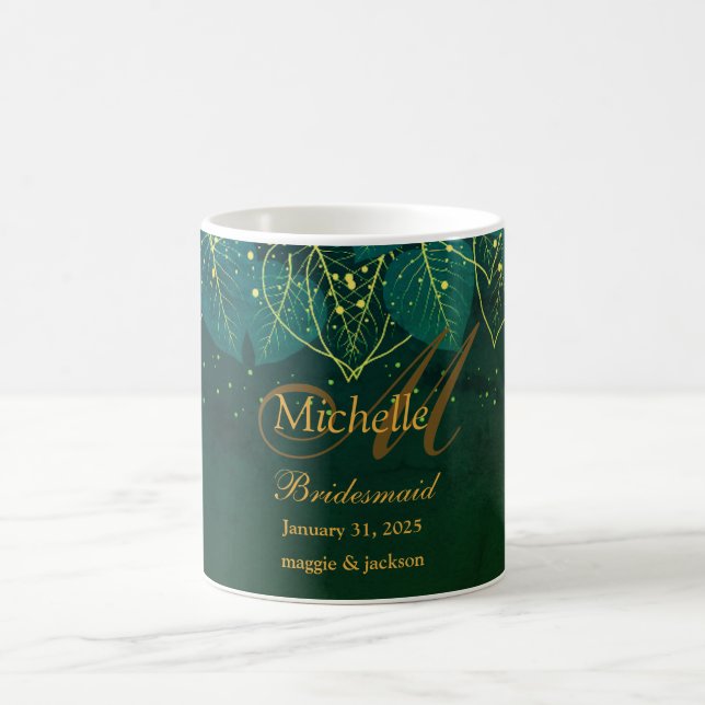 Delicate Green and Gold Leaves Coffee Mug (Center)