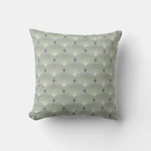 Delicate green and grey, art deco.  cushion