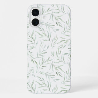 Delicate green foliage grey green iPhone 16 plus case