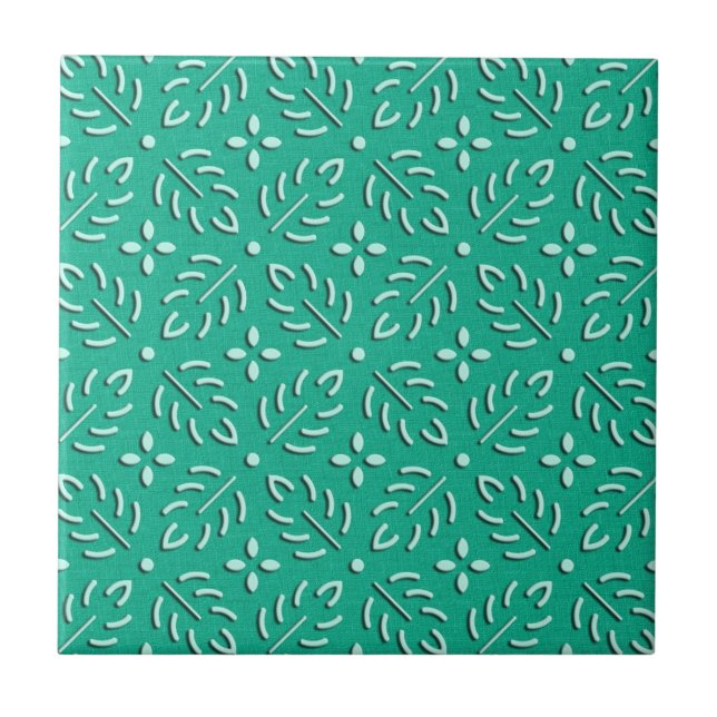 Delicate green leaves japanese pattern tile (Front)