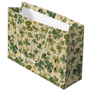 Delicate Green Shamrocks Seamless Large Gift Bag
