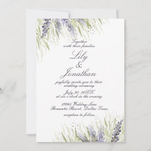 Delicate Greenery and Lavender Wedding Invitation