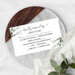 Delicate Greenery Eucalyptus Wedding RSVP Enclosure Card<br><div class="desc">A cute greenery wedding rsvp card. Easy to personalise with your details. CUSTOMIZATION: If you need design customisation,  please contact me via chat; if you need information about your order,  shipping options,  etc.,  please contact Zazzle support directly https://help.zazzle.com/hc/en-us/articles/221463567-How-Do-I-Contact-Zazzle-Customer-Support-.</div>